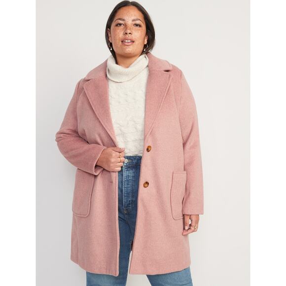 NWT Old Navy Oversized Soft-Brushed Overcoat Women's SZ 2X in Pink Paradigm NEW - Picture 1 of 15